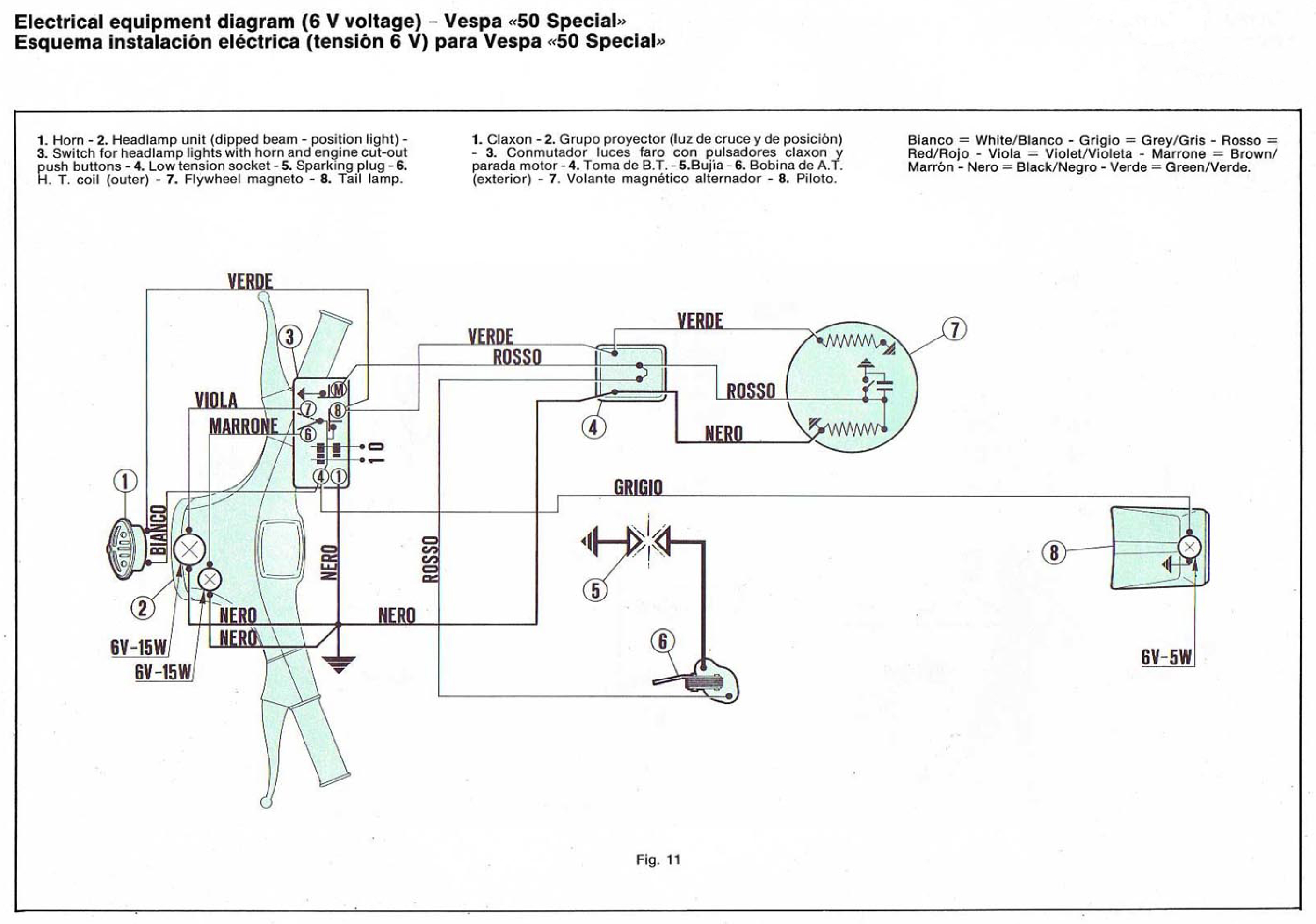 Schaltplan Vespa V50 Mit Blinker - Wiring Diagram